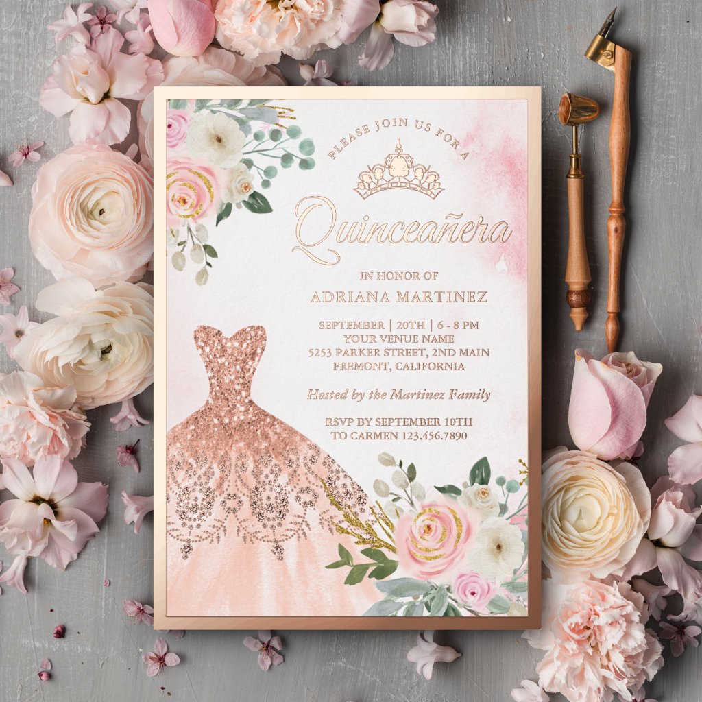 Top 10 Floral Quinceañera Party Invitations