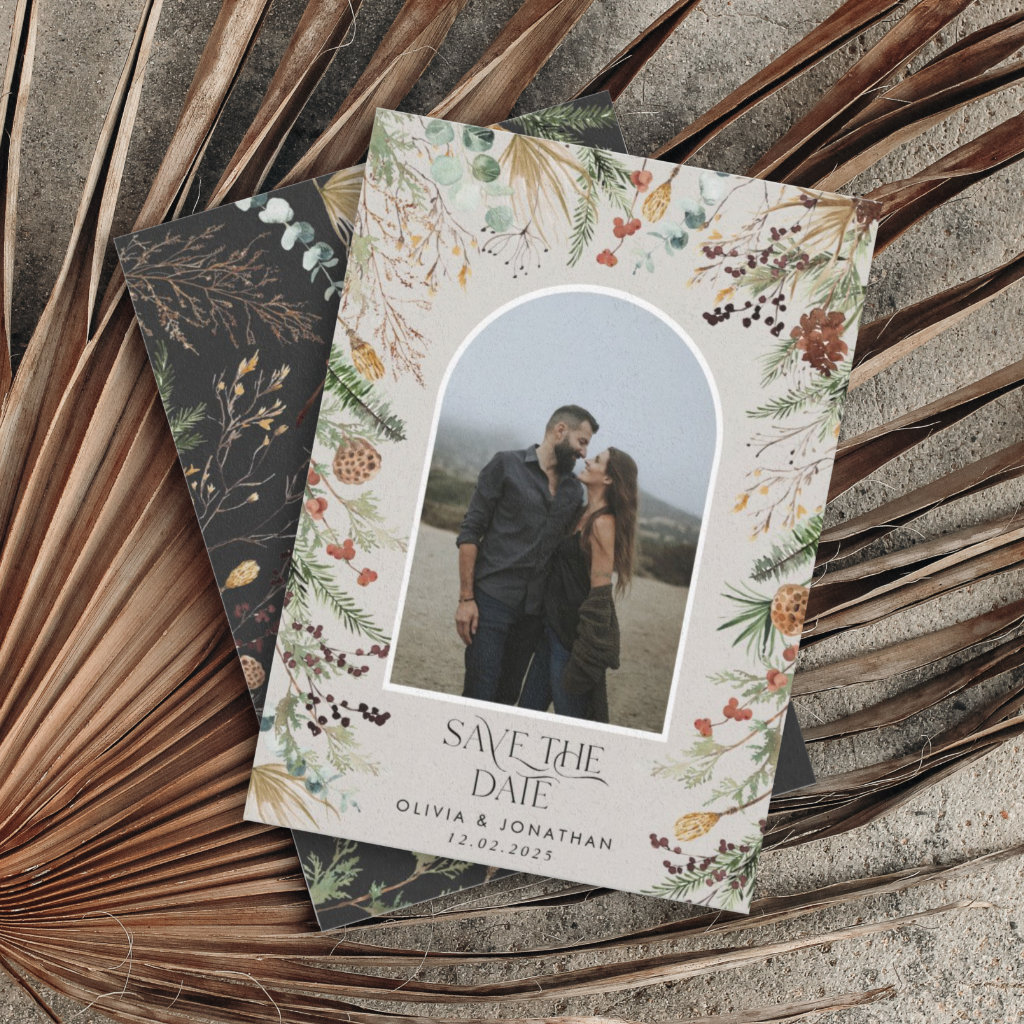 Wedding 1 photo arch watercolor botanical floral s save the date
