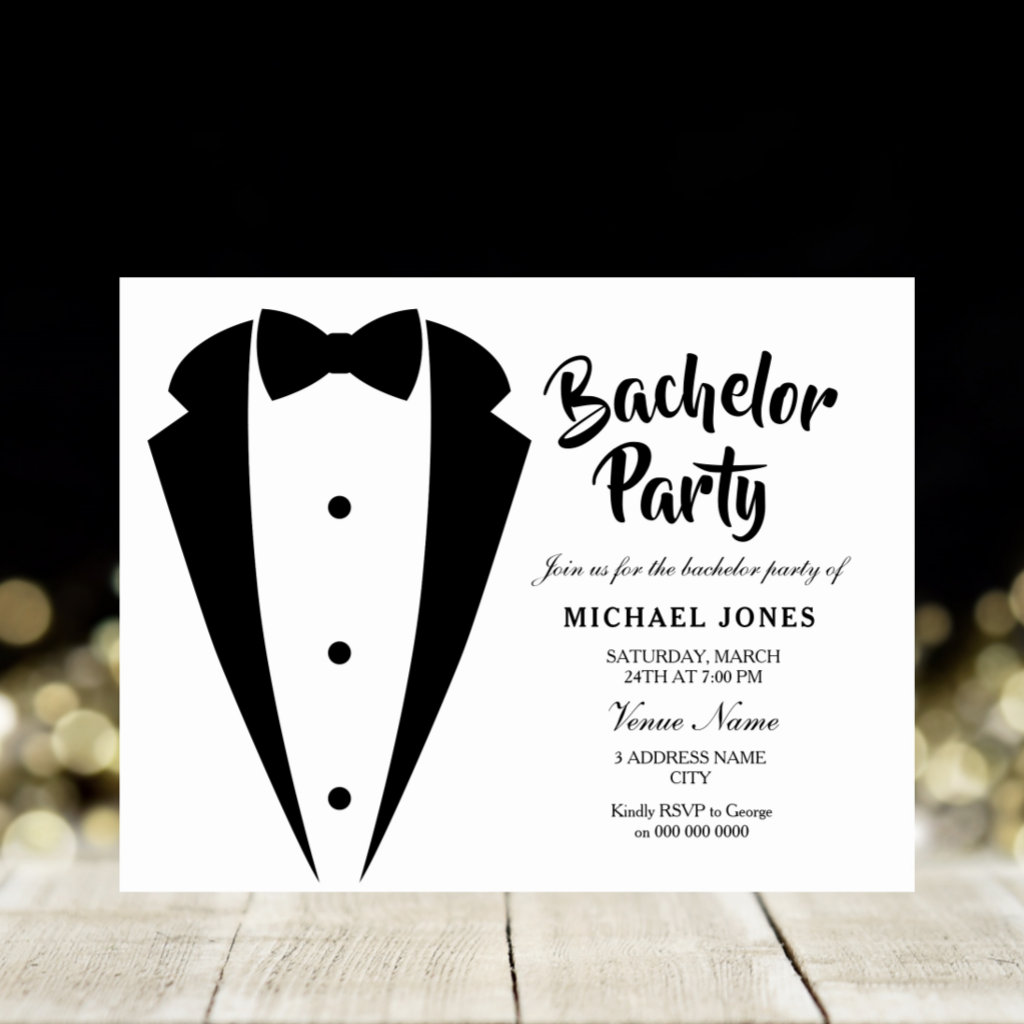 Suit & Tie Sophisticated Bachelor Party Invite