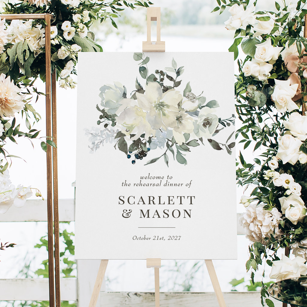 Ivory Greenery Floral Rehearsal Dinner Sign
