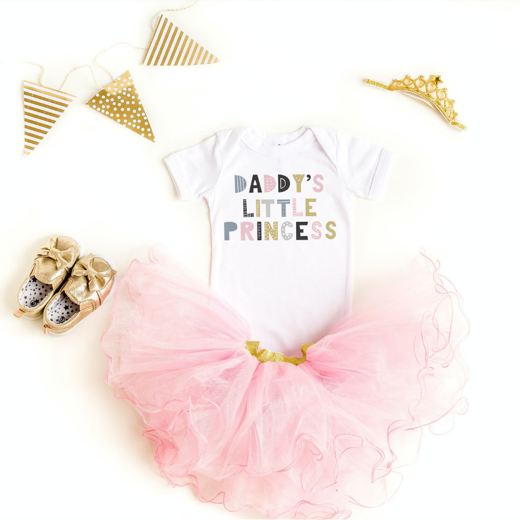 Daddy's Little Princess Custom Cute Girl Colorful Baby Bodysuit