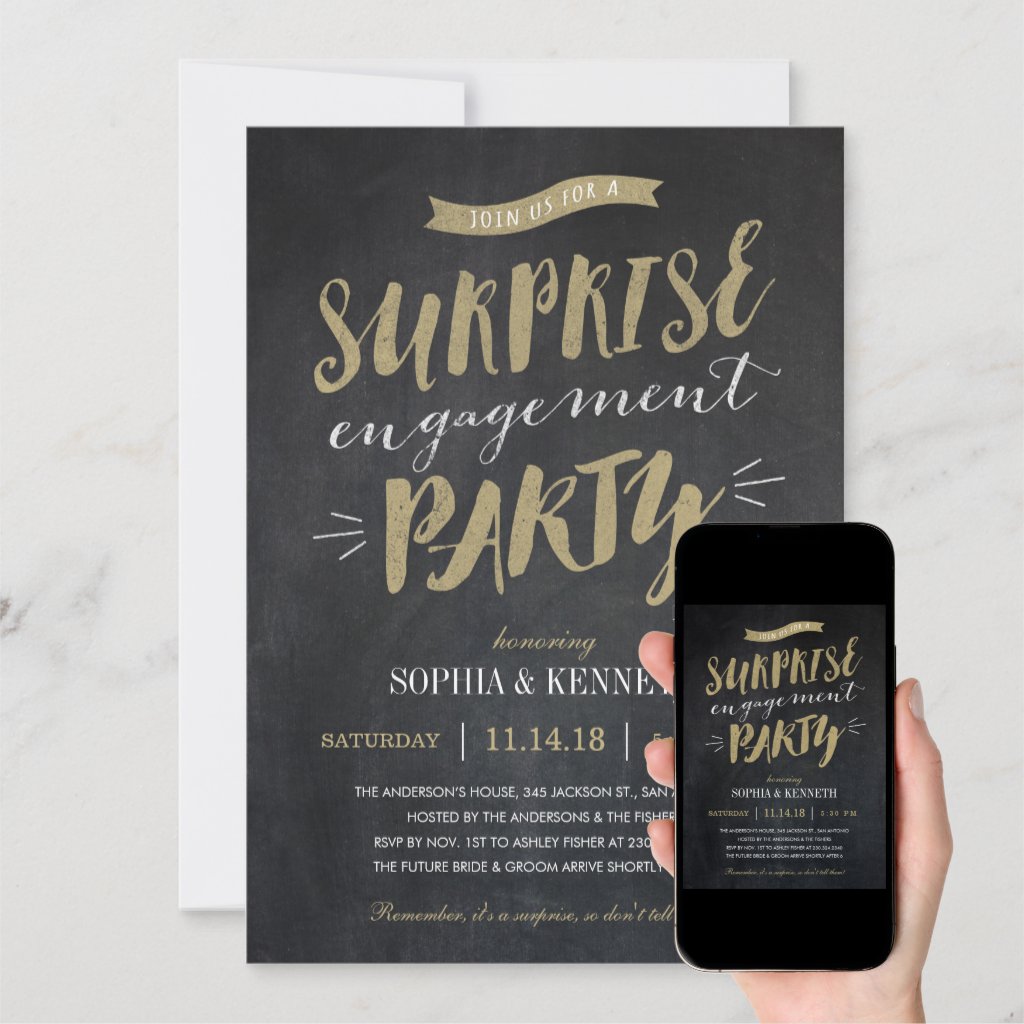 Surprise Engagement Party Invitations - Chalkboard