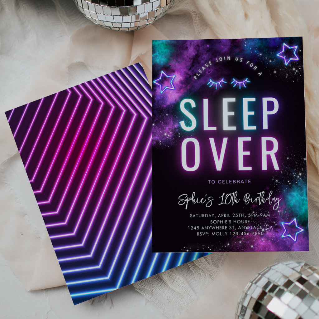 Neon Sleepover Invitation | Slumber Party