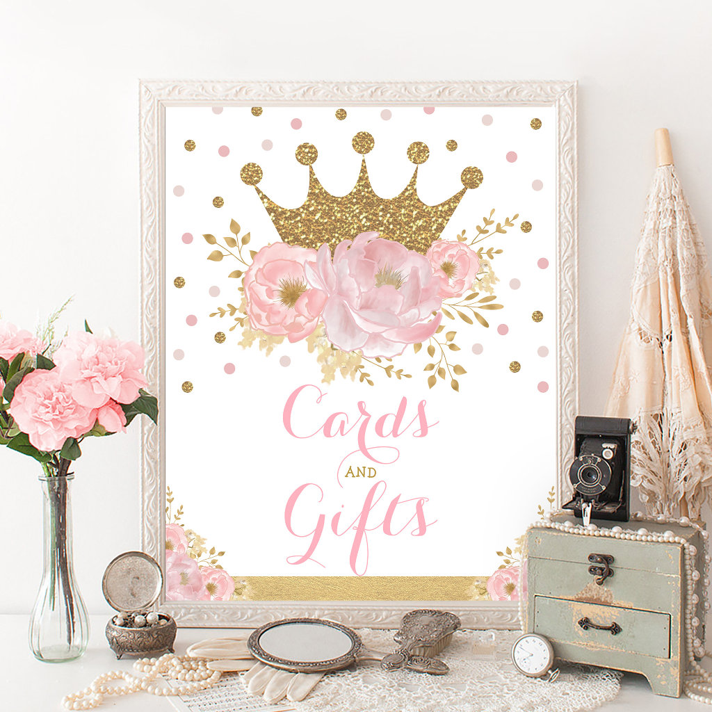 Cards and Gifts Princess Baby Girl Birthday Party Poster
