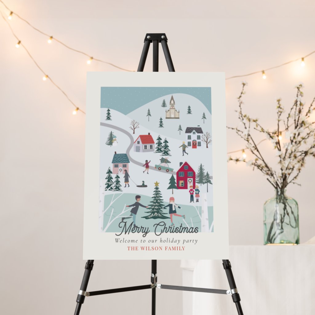 Winter Christmas Town/Village Holiday Party Foam Board