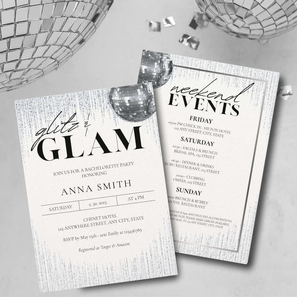 Glitz & Glam Bachelorette Party Invitation