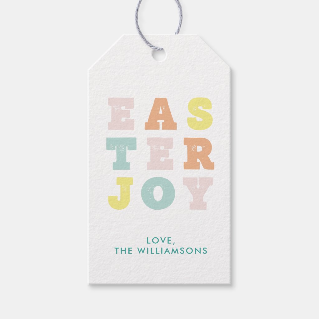 Easter Joy Modern Pastels Typographic Gift Tags