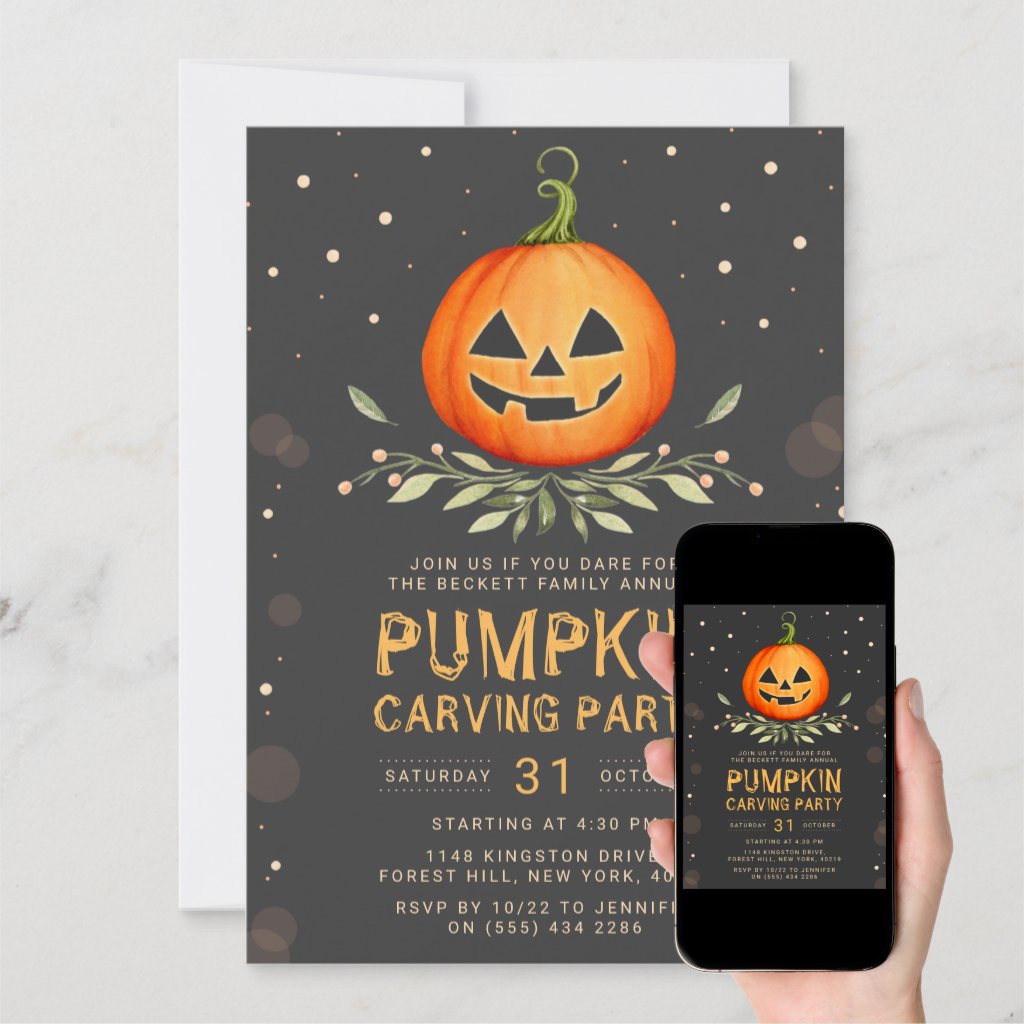 Annual Family Pumpkin Carving Party Halloween Invitation