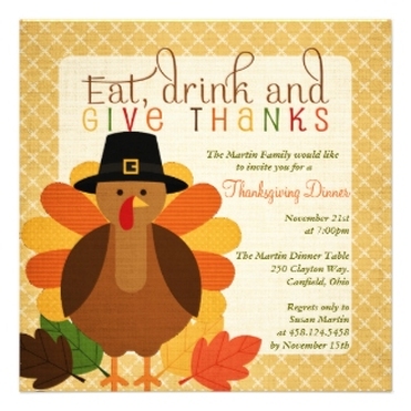 Cute Turkey Thanksgiving Dinner Invites