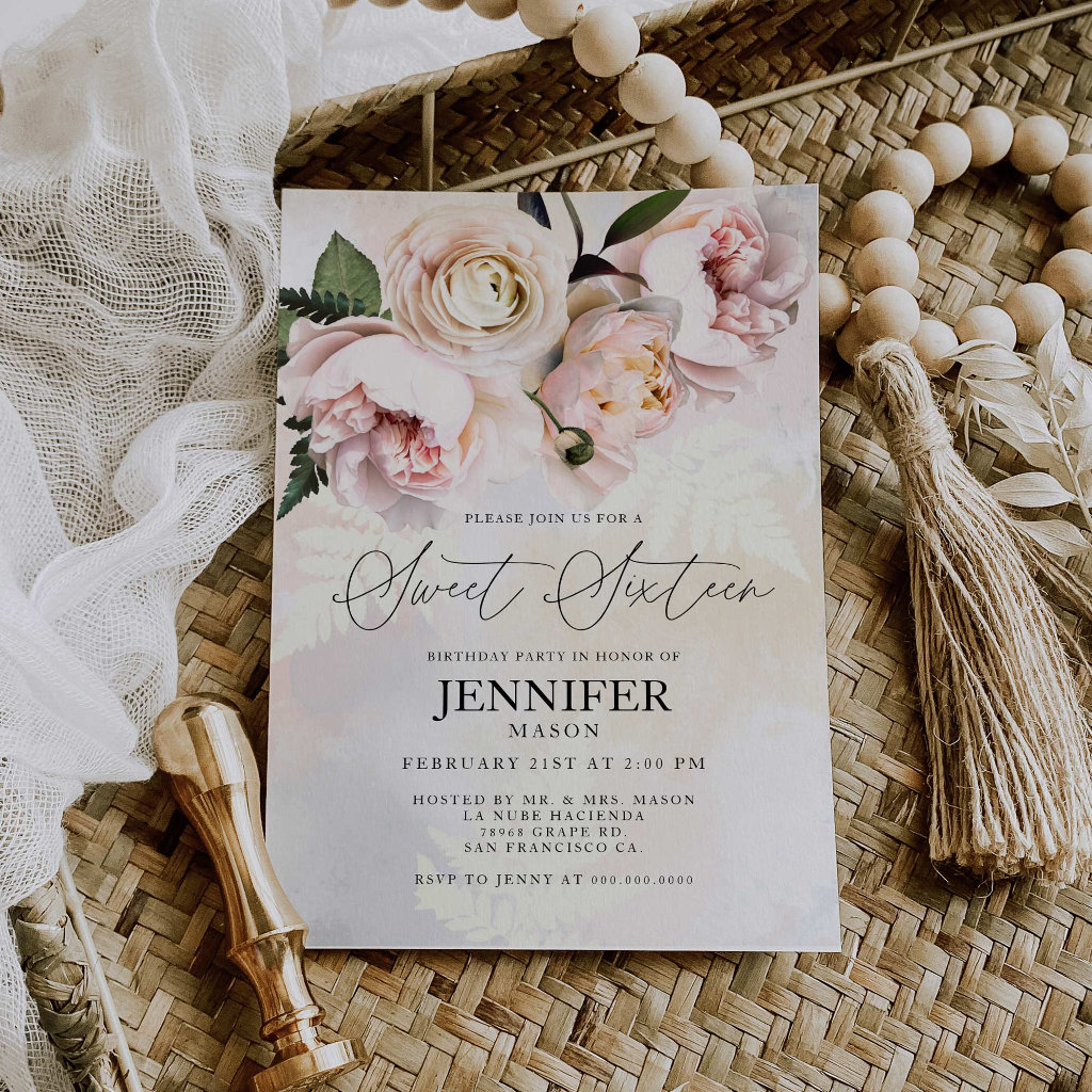  Top 10 Floral Sweet Sixteen Invitations