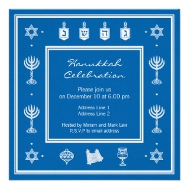 Hanukkah Motif blue Square Invitation