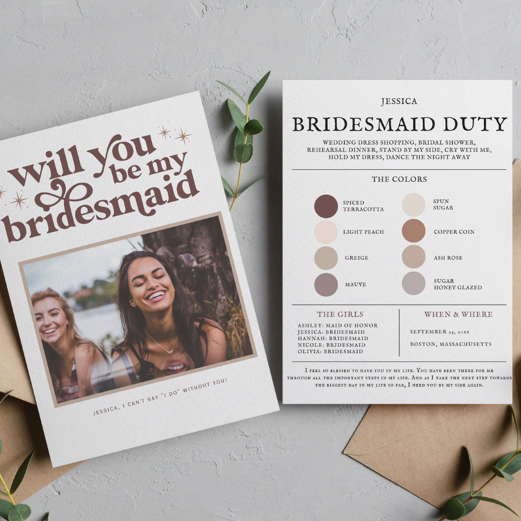 Color Palette Will you be my Bridesmaid Proposal Note Card