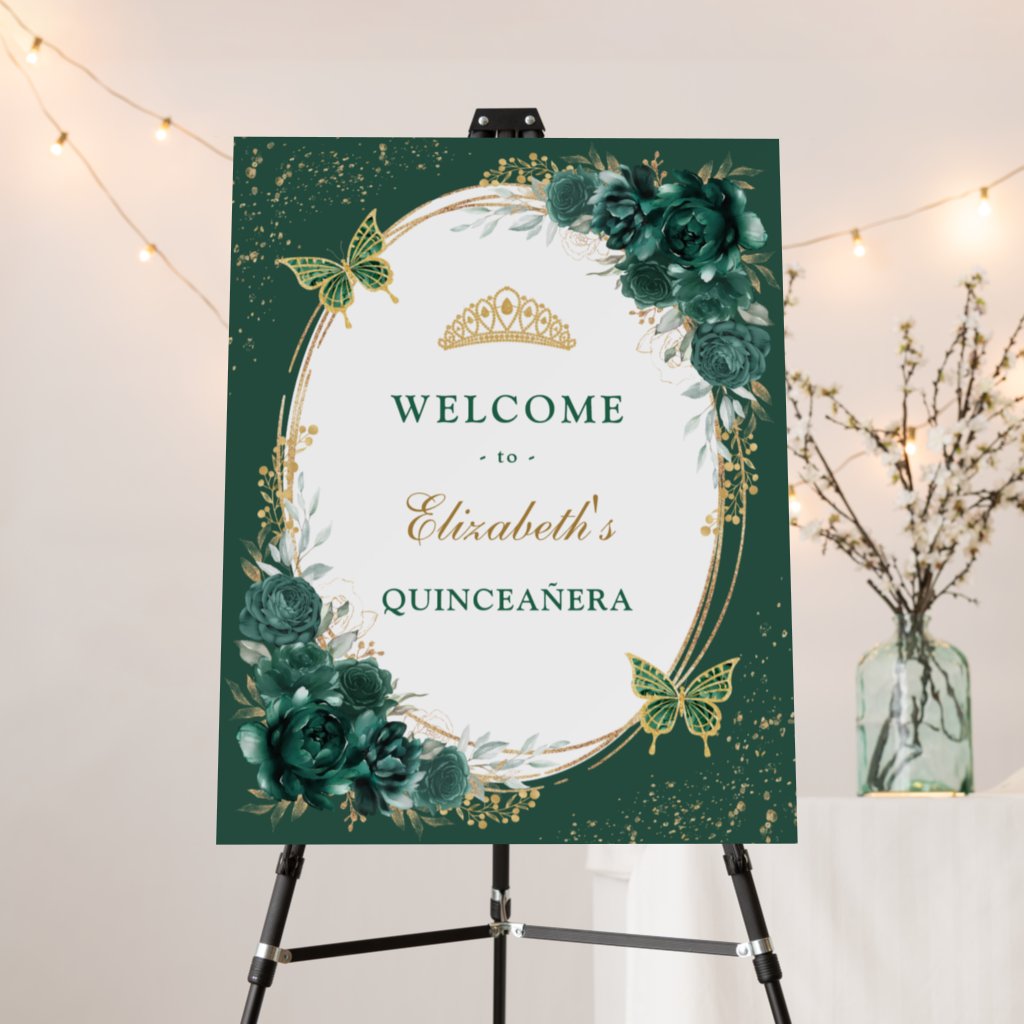 Emerald Green Quinceanera Mis Quince Anos Welcome Foam Board