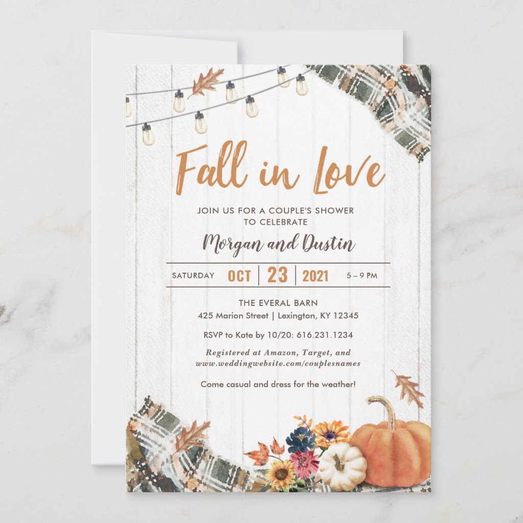 Fall Couples Shower Invitation - Fall in Love