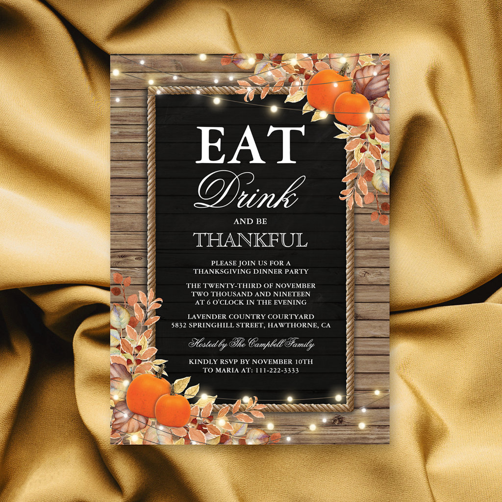 Rustic Country Autumn Fall Harvest Thanksgiving Invitation