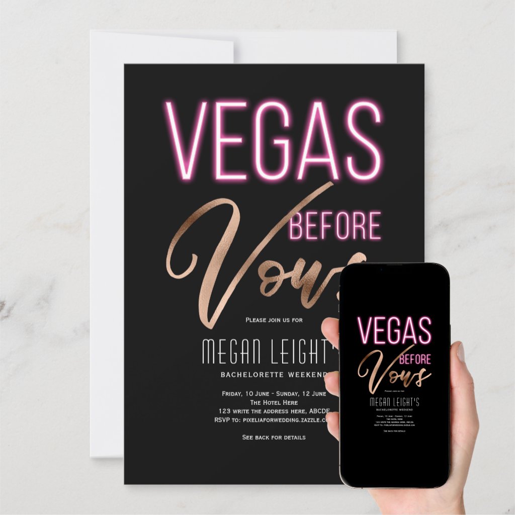 Vegas before vows, Bachelorette Weekend Itinerary Invitation