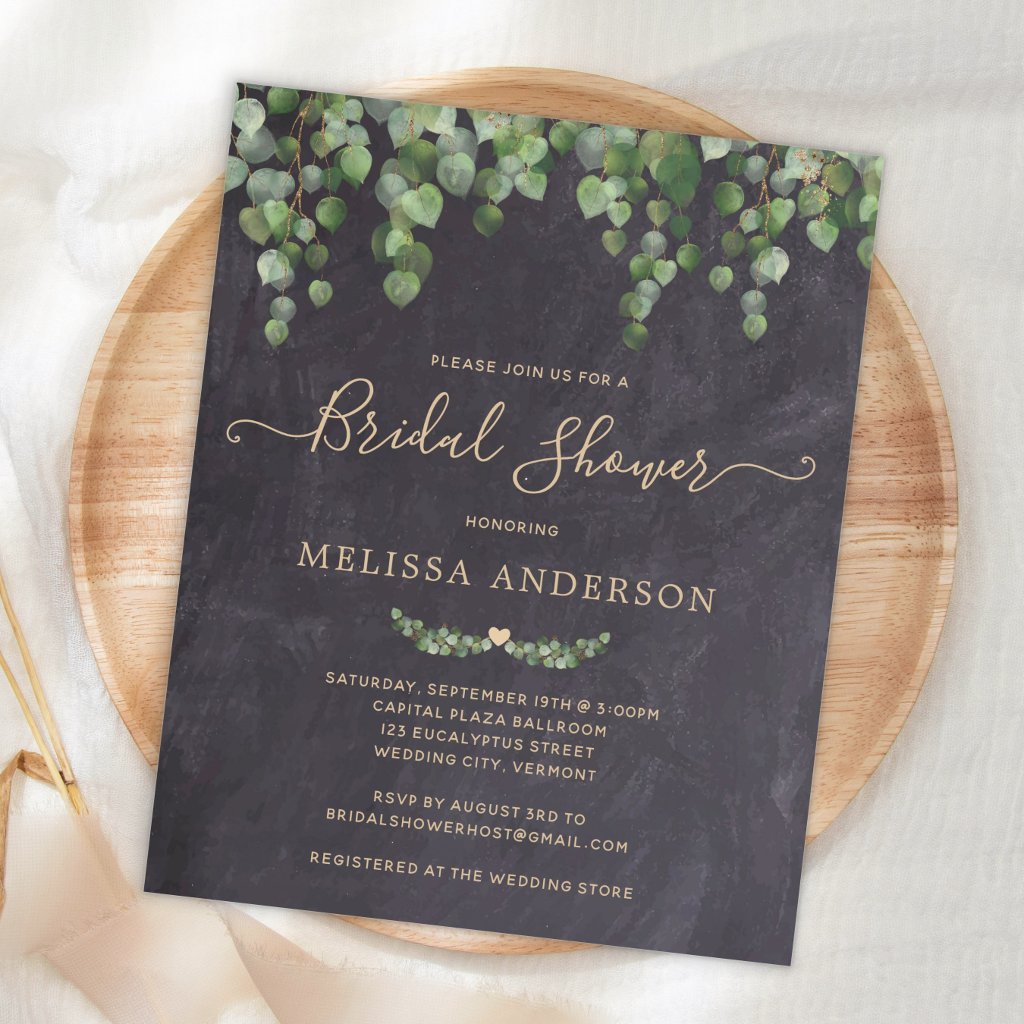 Budget Rustic Greenery Bridal Shower Invitation