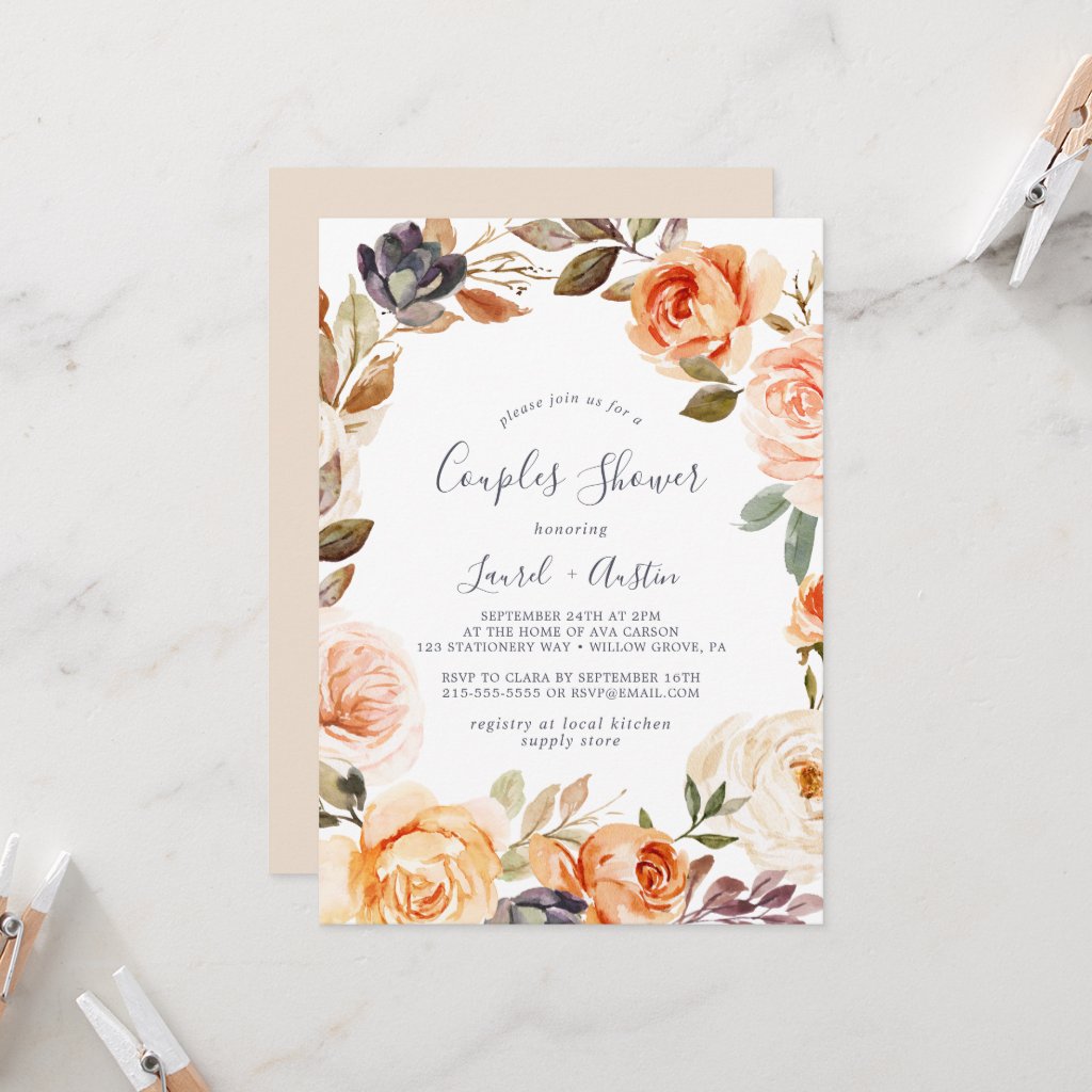 Rustic Earth Florals Couples Shower Invitation