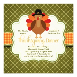 Turkey Thanksgiving Dinner Invitation