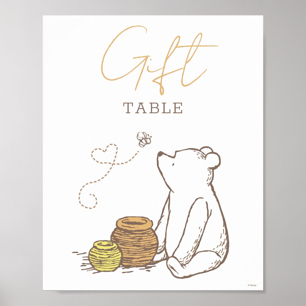 Winnie the Pooh Baby Shower Gift Table Poster
