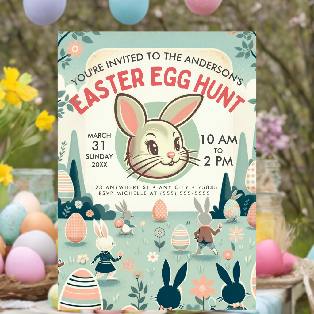 Retro Easter Egg Hunt Invitation
