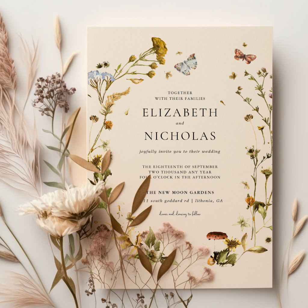Boho Autumn Wildflower | Botanical Wedding Invitation