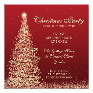 Elegant Christmas Party Red Custom Invitation