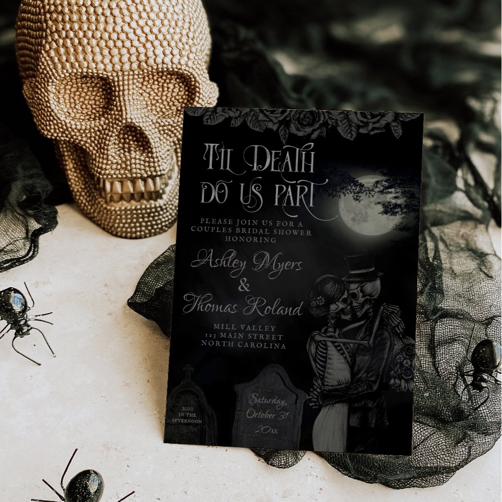 Til Death Do Us Part Gothic Bridal Shower Invitation