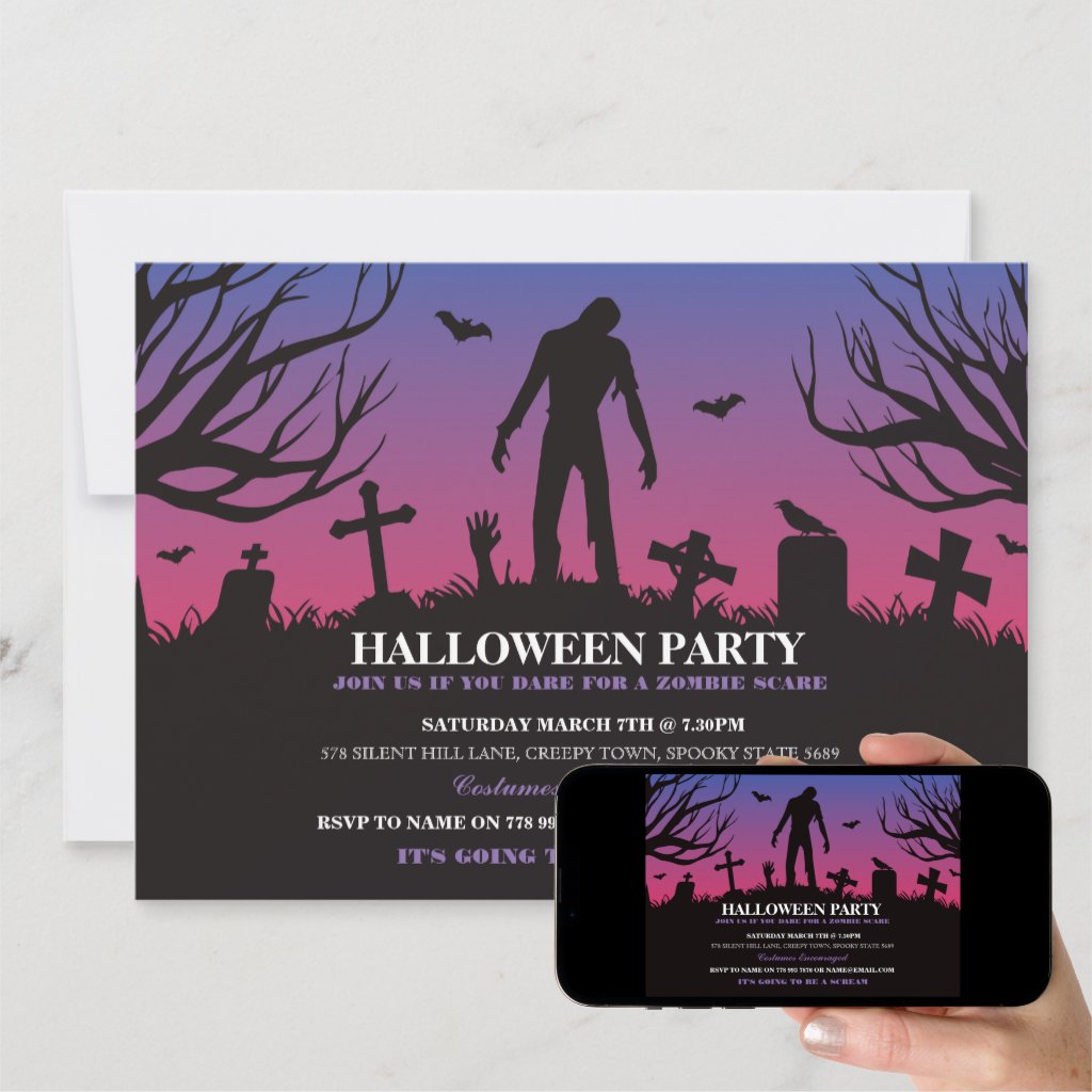 Halloween Zombie Party Undead Apocalypse Invite