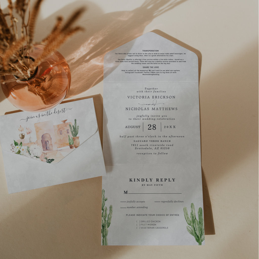 Boho Desert Cactus | All in One Wedding Invite