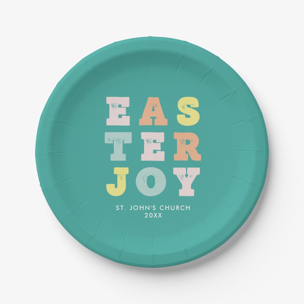 Typographic Easter Colorful Brunch Lunch Paper Plates