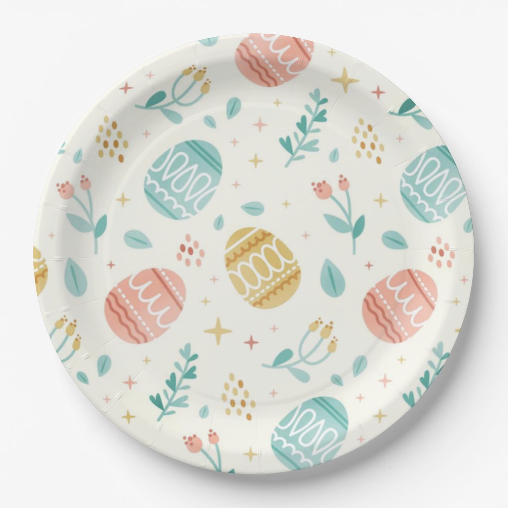 Pastern Eggs Easter Paper Plates