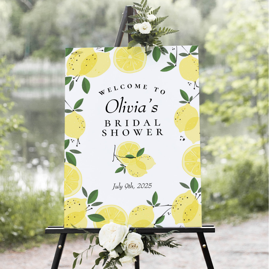 Lemon Yellow Citrus Bridal Shower Welcome Sign