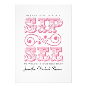 Sip And See Party Pink Baby Shower Invitation