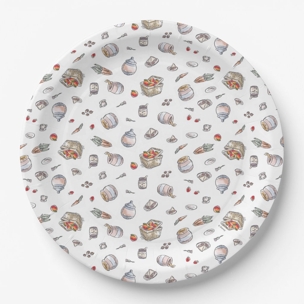 Watercolor Winnie the Pooh Picnic Baby Shower Paper Plates