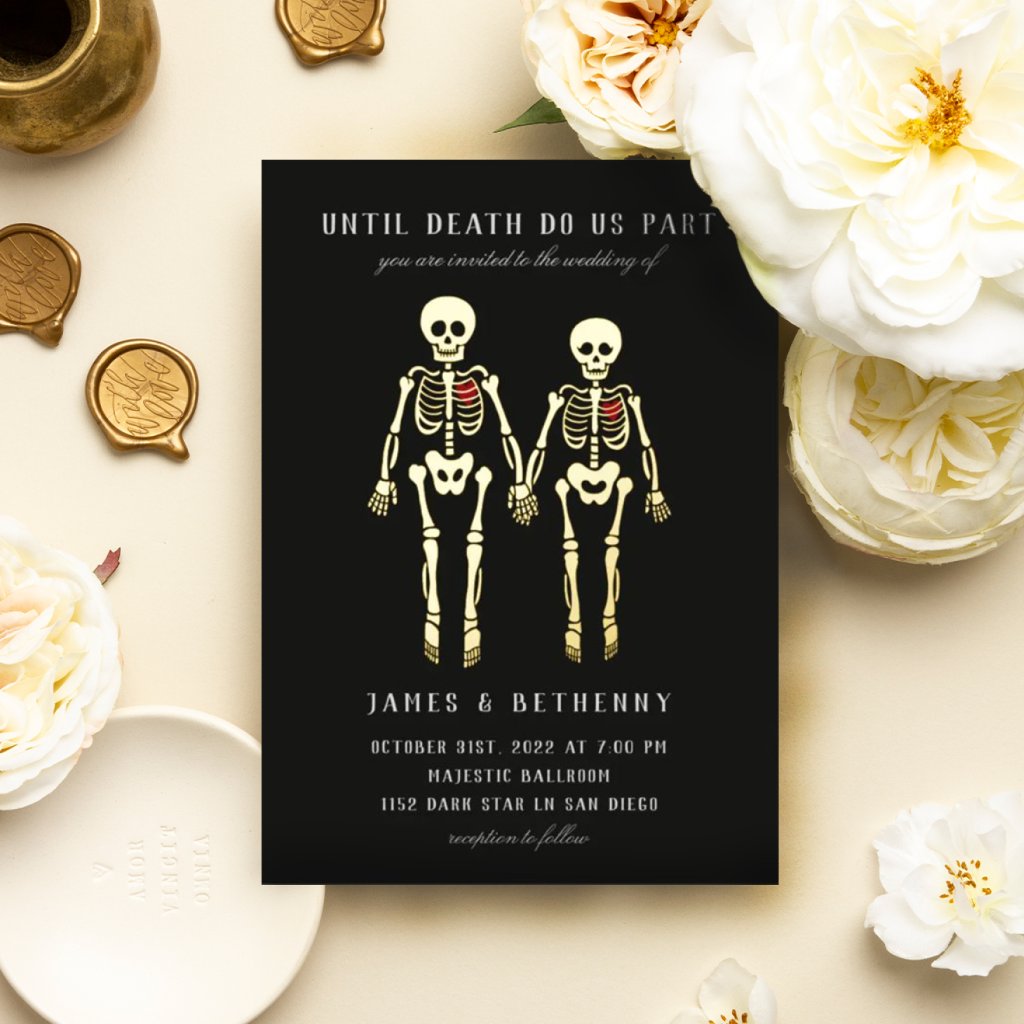 Romantic Skeletons Foil Invitation