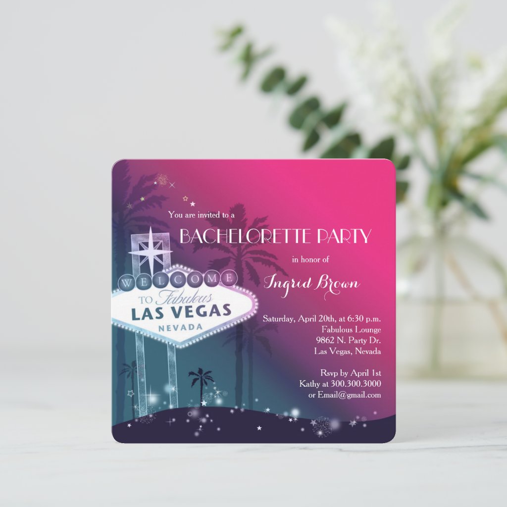 Chic Modern Las Vegas Bachelorette Party Invitation