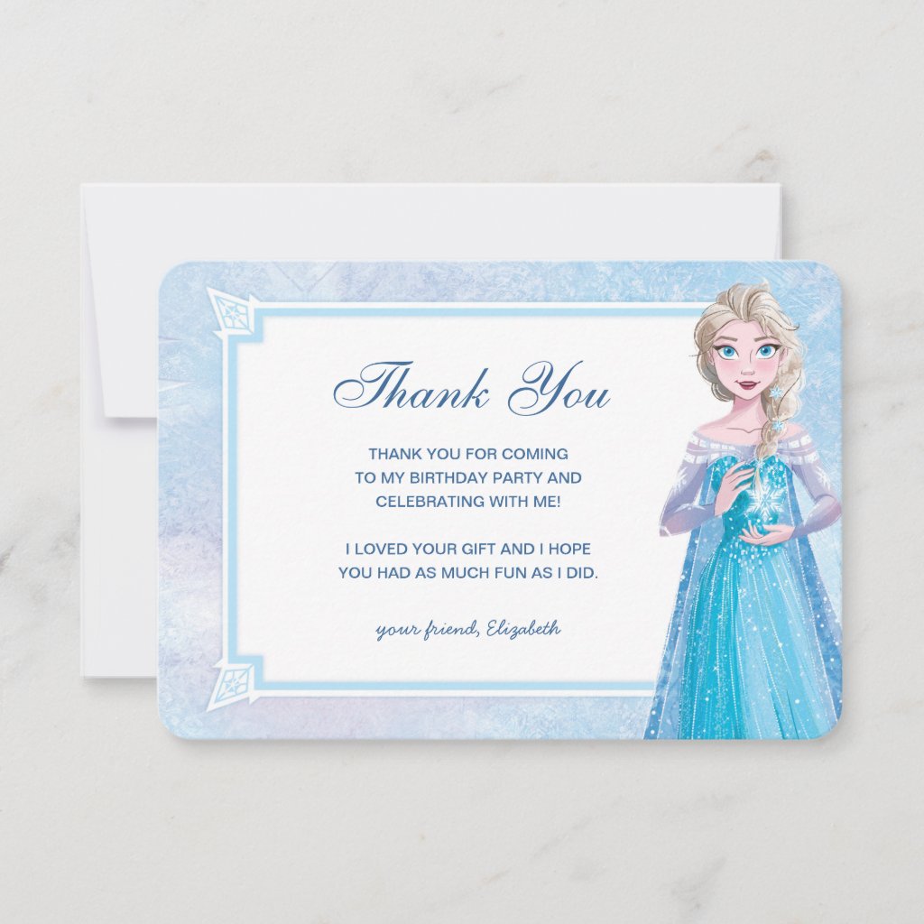 Disney's Frozen Elsa Birthday Thank You Invitation