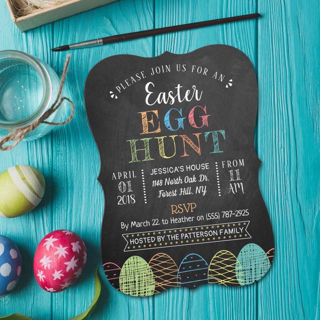 Fancy Chalkboard Easter Egg Hunt Invitation
