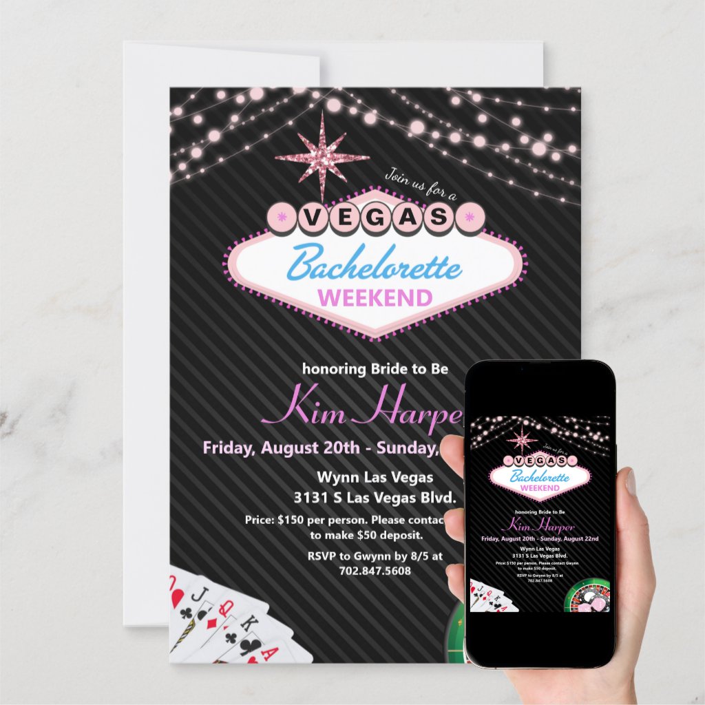 Las Vegas Casino Bachelorette Weekend Invitation