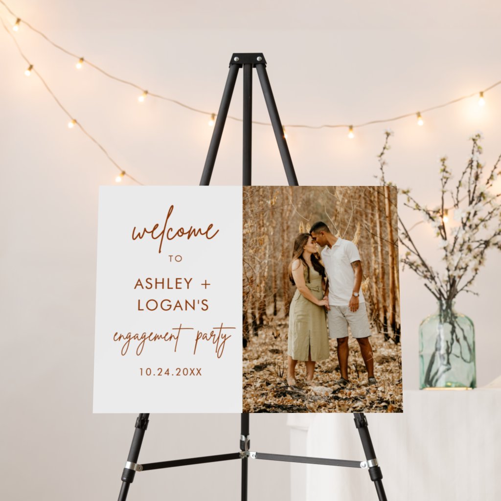 Earthy Rust Engagement Party Welcome Foam Board