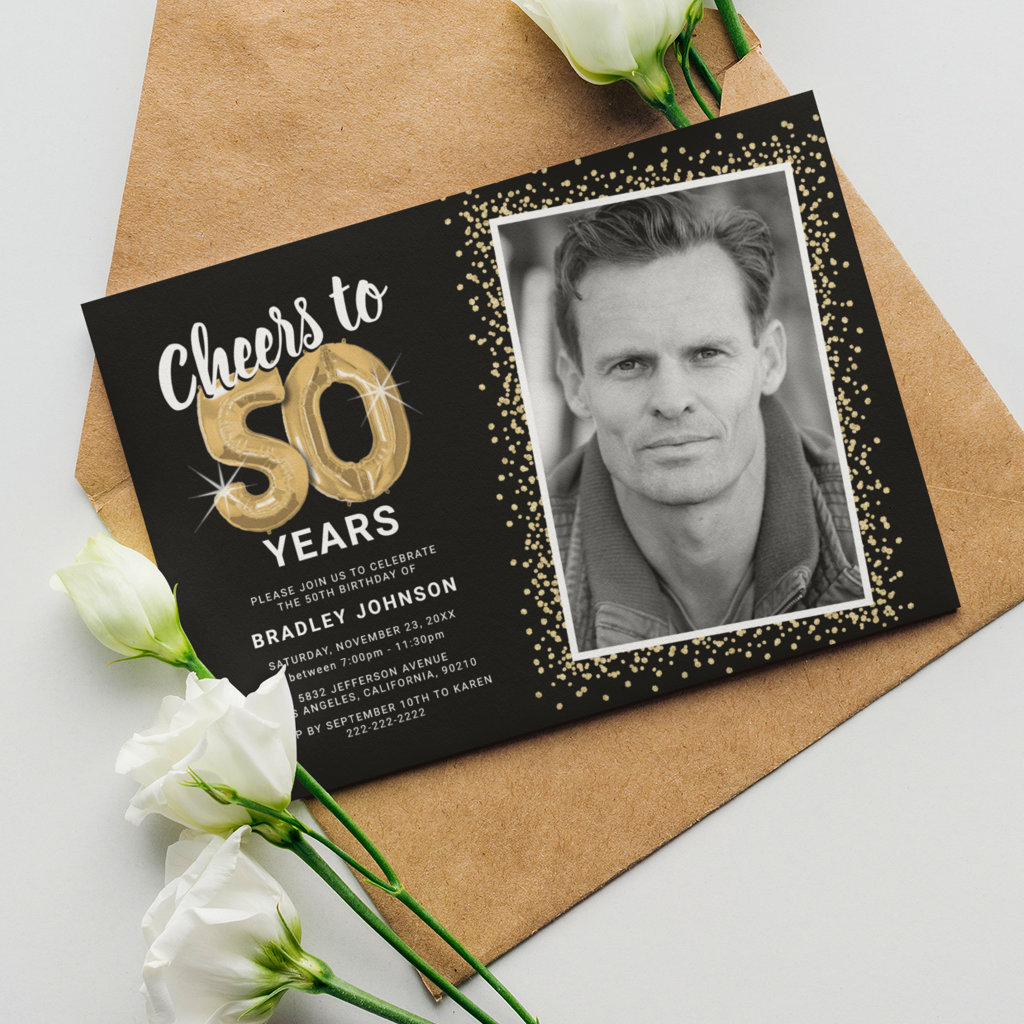 Cheers to Fifty Years 50th Birthday Photo Invitation