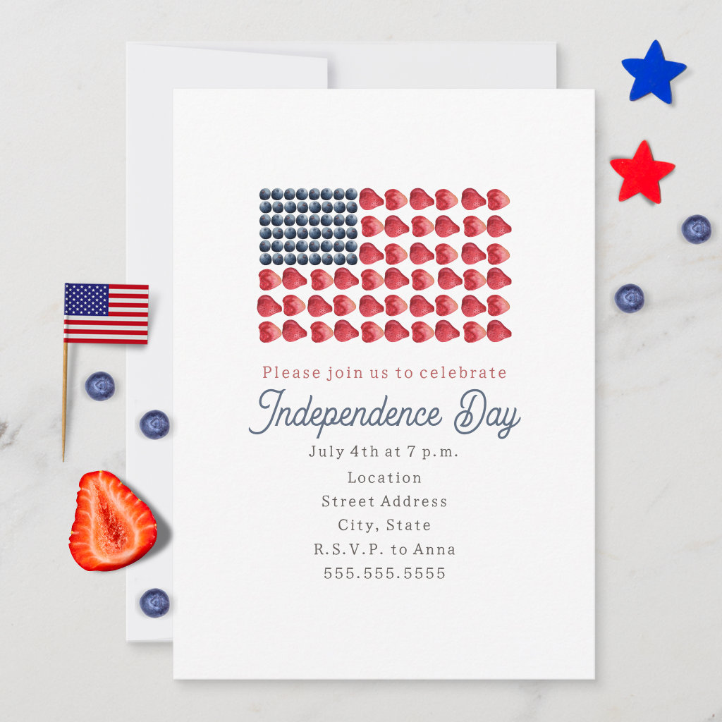 Fourth of July Independence Day July 4th Cake Invitation