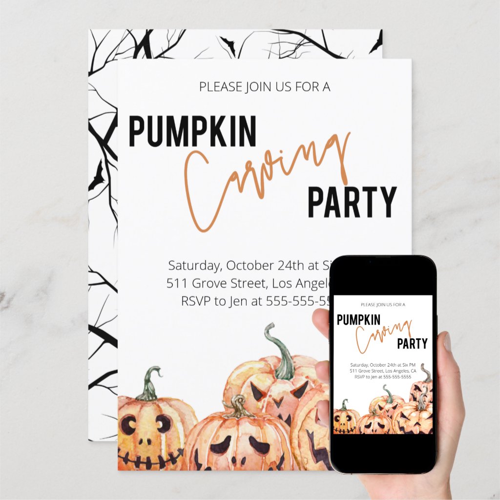 Pumpkin Carving Party Invitation - Halloween