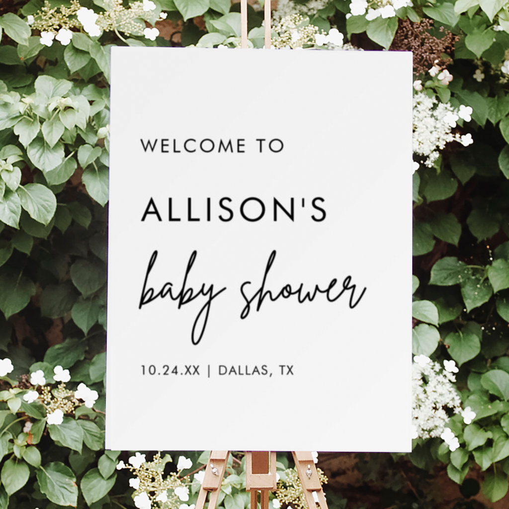 Minimalist Modern Baby Shower Welcome Sign