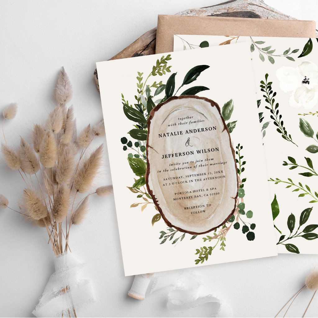 Rustic Foliage Farmhouse Elegant Botanical Wedding Invitation