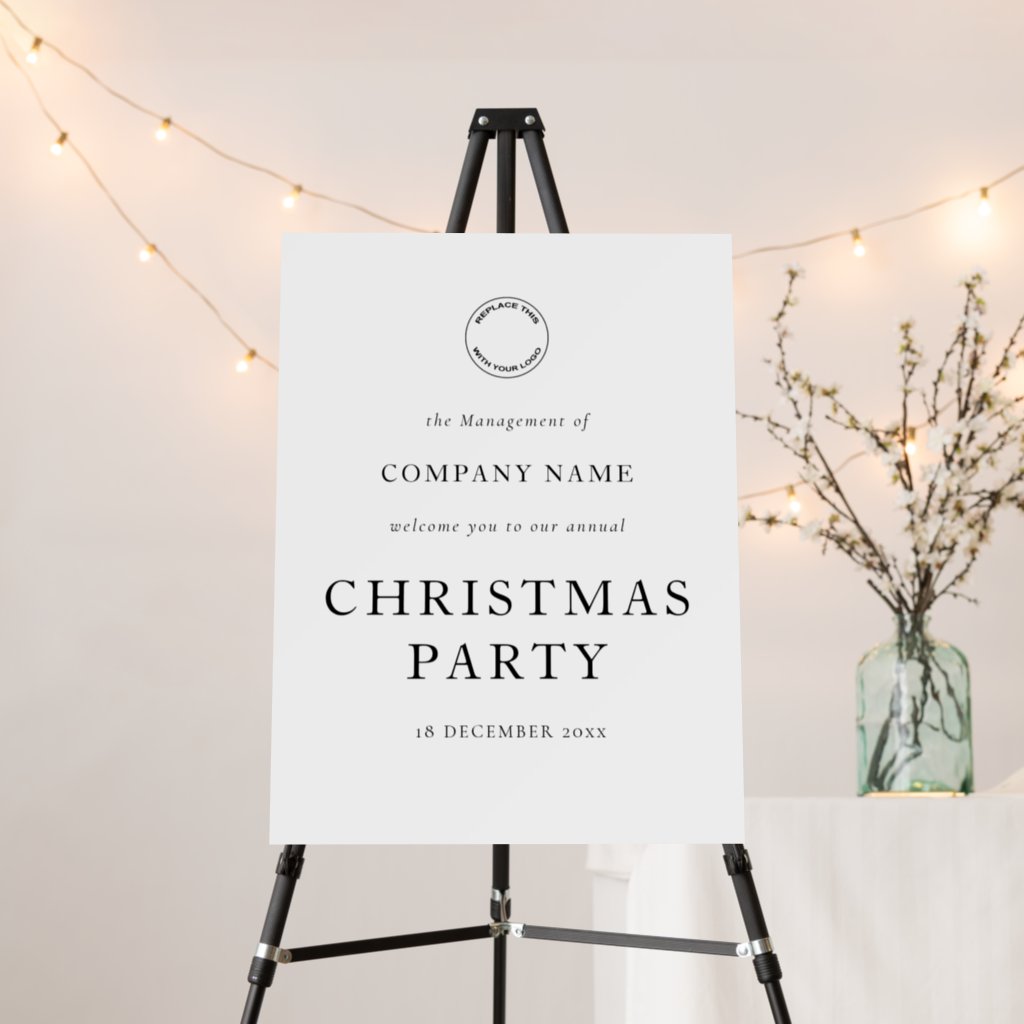 Corporate Logo Welcome Black White Christmas Party Foam Board