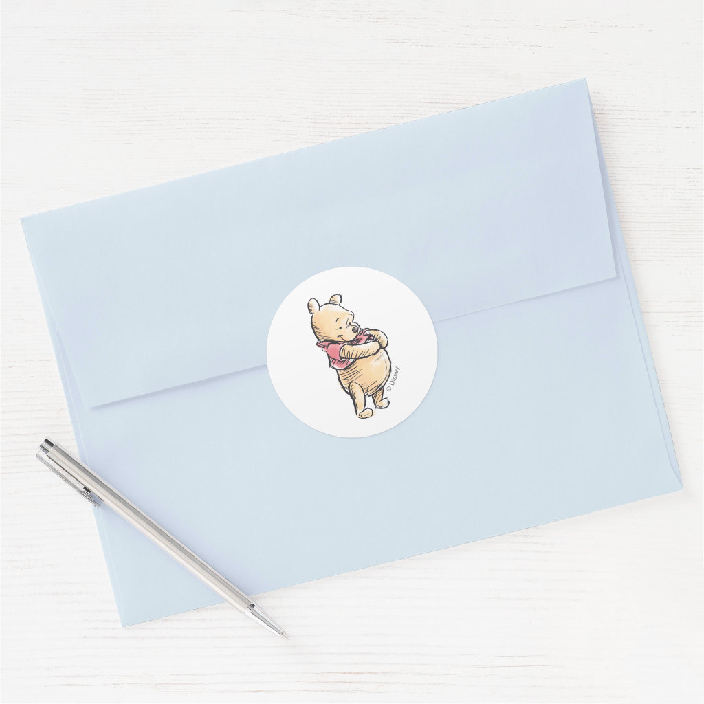 Winnie the Pooh Watercolor | Baby Shower Classic Round Sticker