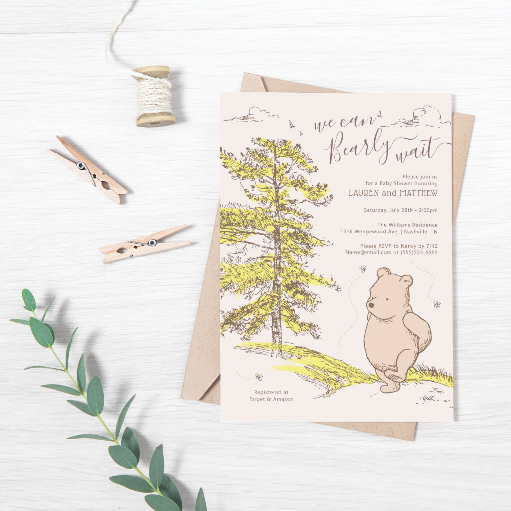 Winnie the Pooh | We Can Bearly Wait Baby Shower Invitation