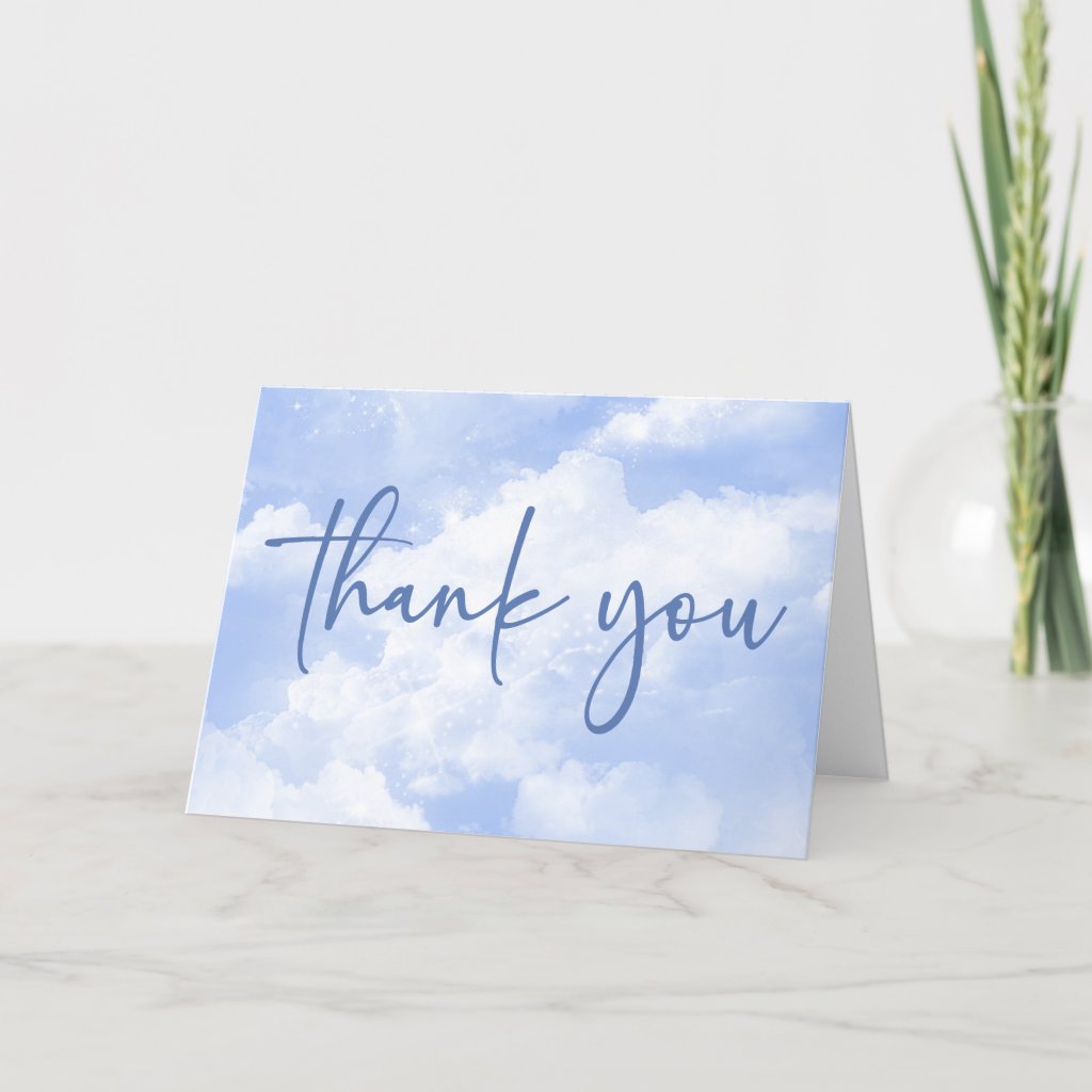 We Are On Cloud Nine Blue Baby Shower Thank You Card